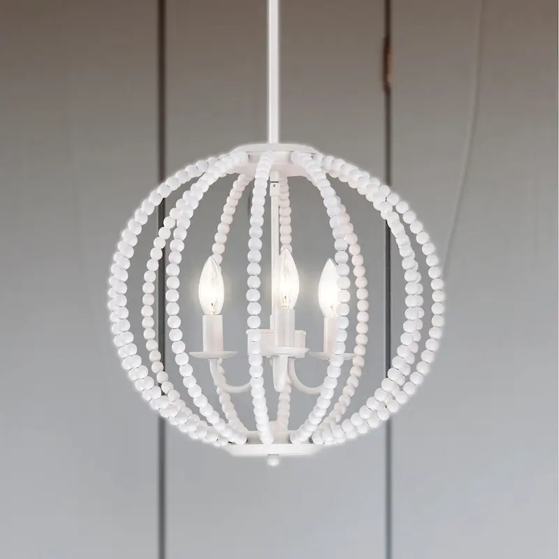 Arni 16 Inch Pure White Beads Bohemian Pendant 3-Light