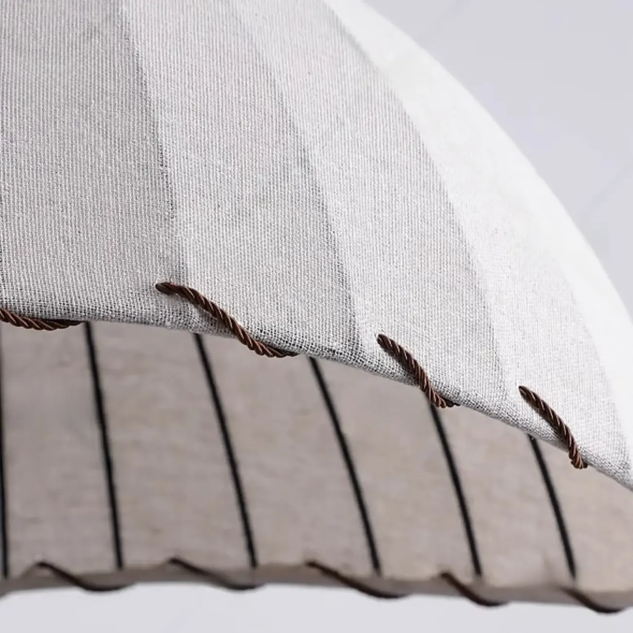 Dome-Shape White Fabric Rope Pendant Light Residential Use