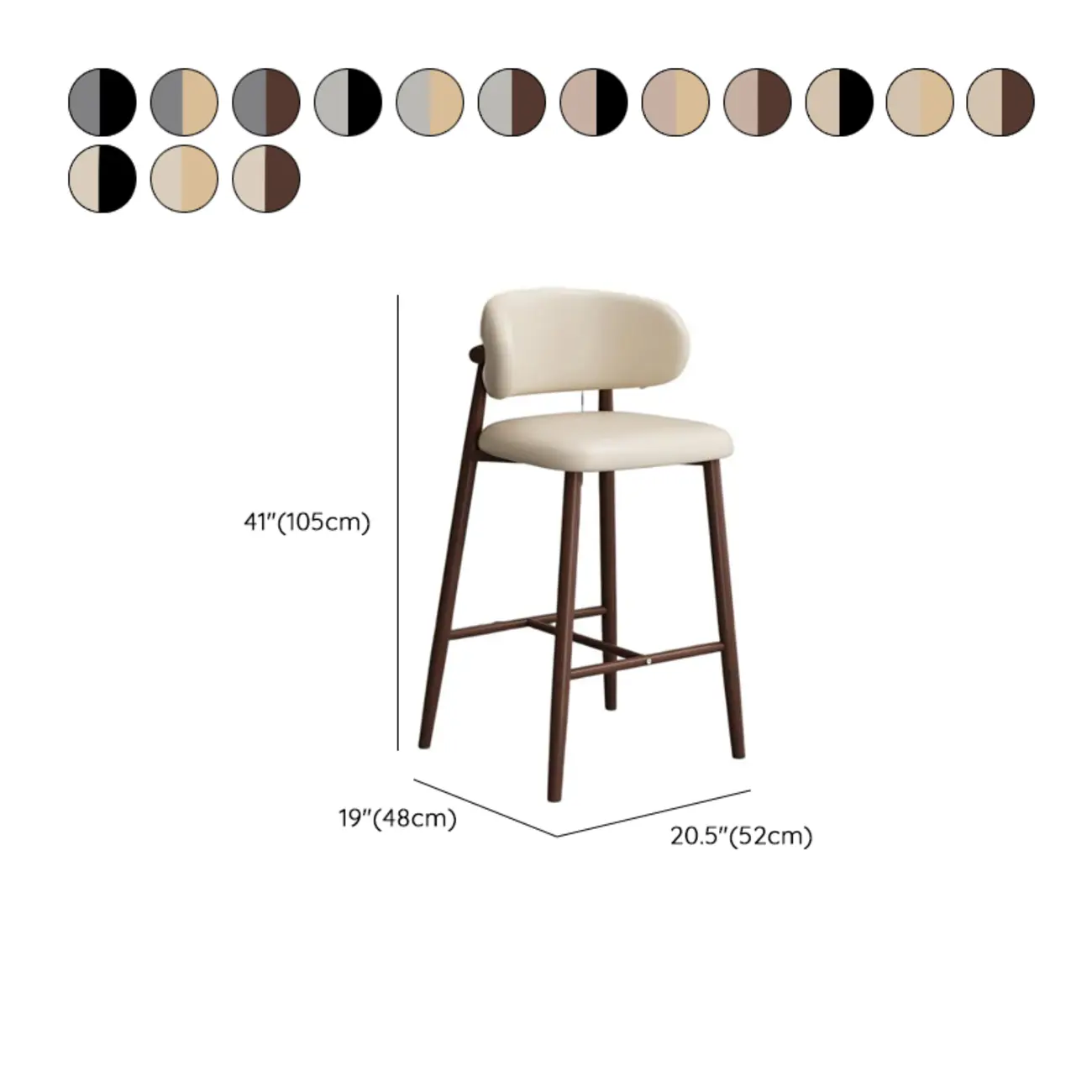Modern Upholstered Low Back Counter Height Bar Stools