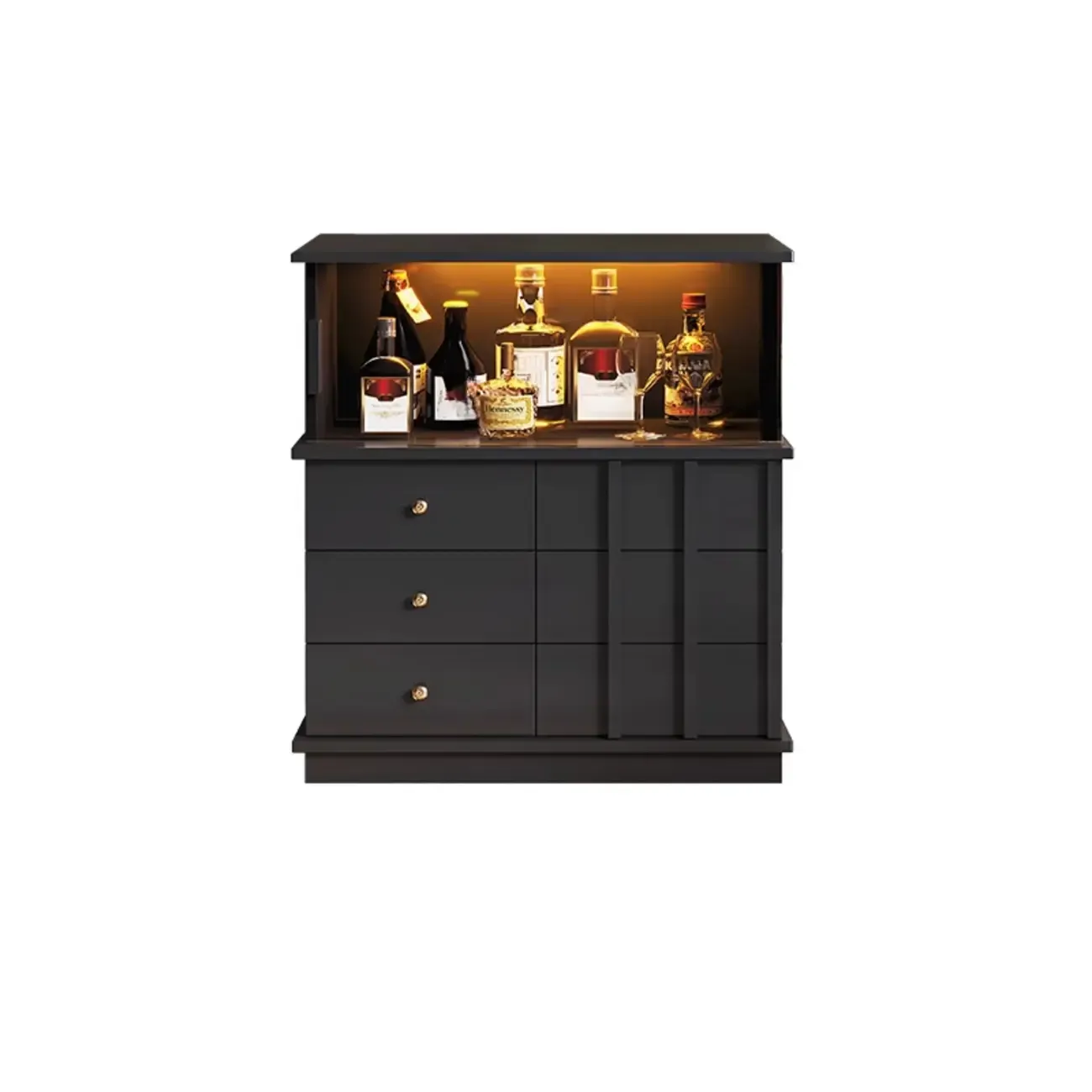 Modern Nut-brown Freestanding Wood Wine Bar Cabinet