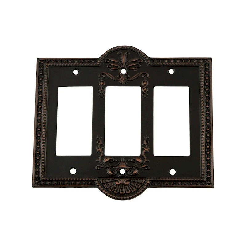 Nostalgic Warehouse MEA_SWPLT_R3 Meadows Triple Rocker / GFI Wall