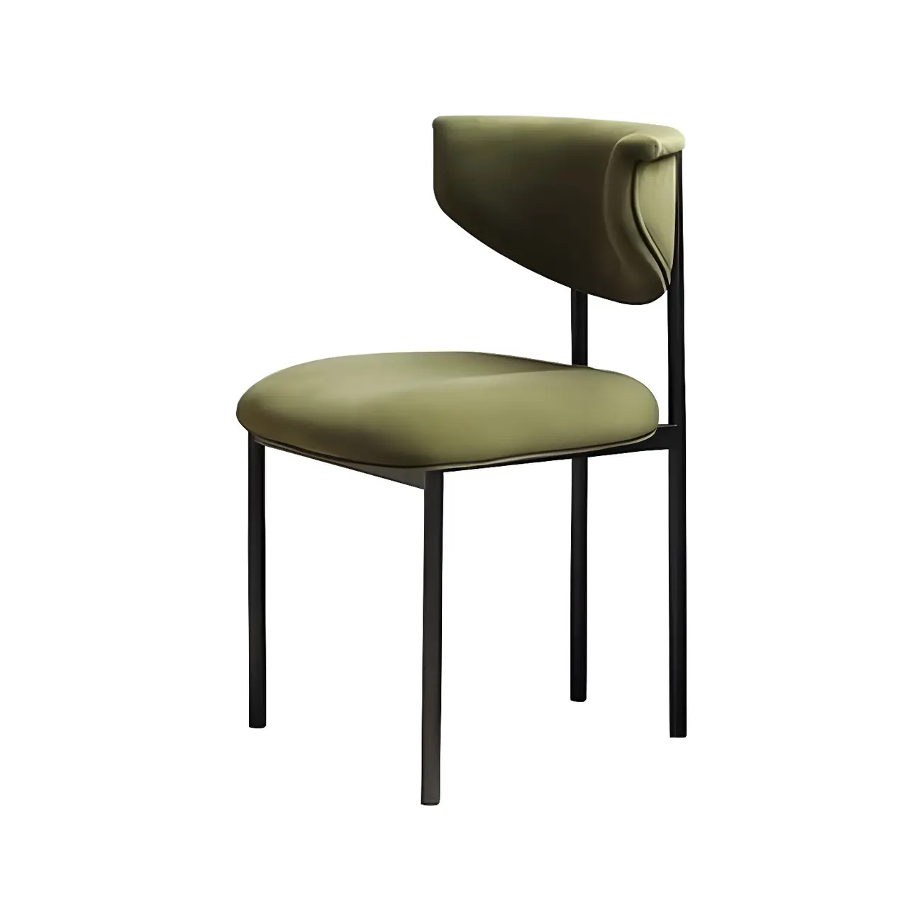 Upholstered Metal Legs Open Back Dining Chair