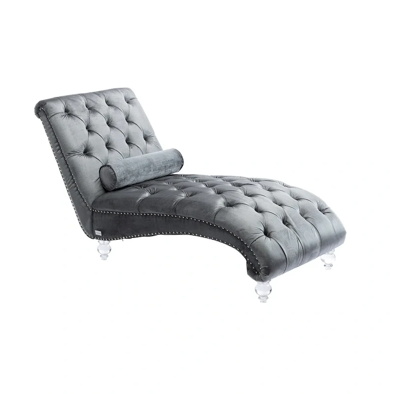 Velvet Tufted Chaise Lounge Accent Living Room Chair