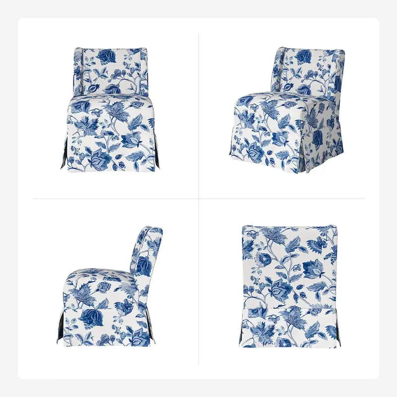 Falk Transitional Upholstered Slipper Chair with Slipcover and Solid Wood Legs Set of 2 by HULALA HOME