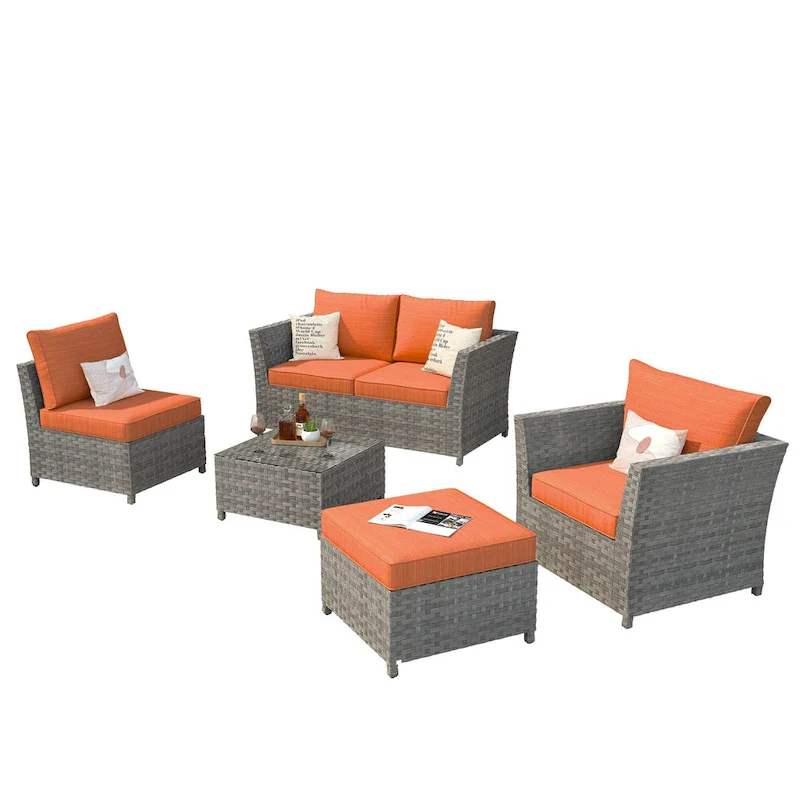 XIZZI 6-piece Patio Wicker Furniture Set with Coffee Table