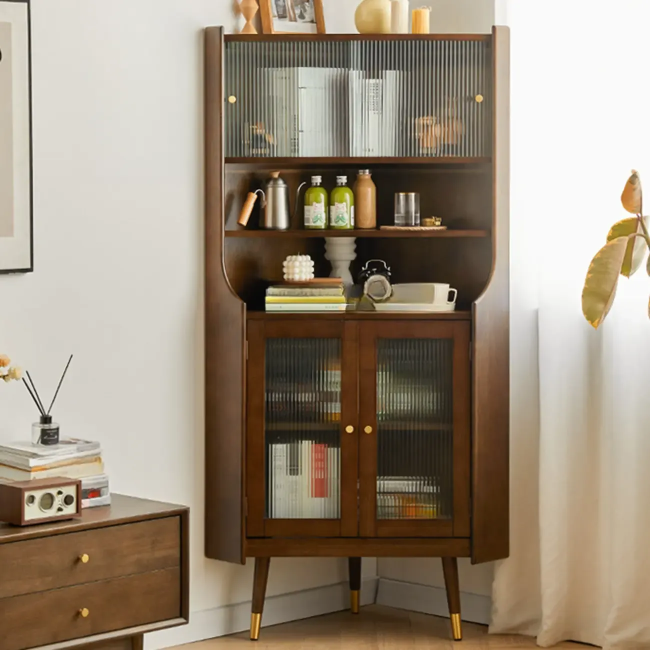 3 Legs Retro Wooden Kitchen Cabinet for Living Room Decor