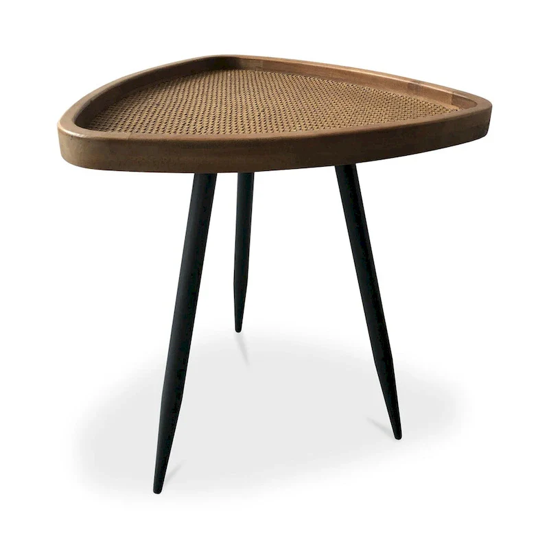 Macari Rollins Rattan Top Side Table - 17W x 17D x 19H