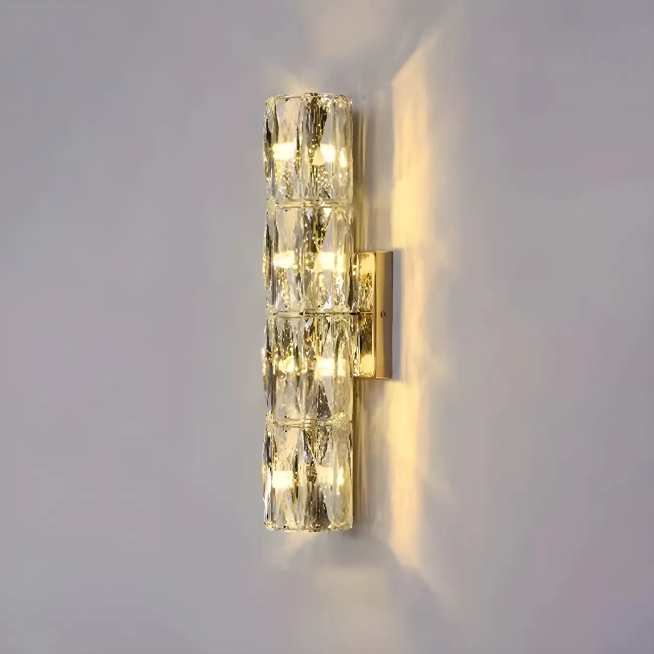 Modern 4-Light Chrome Crystal Cylinder Wall Sconce Light Fixture