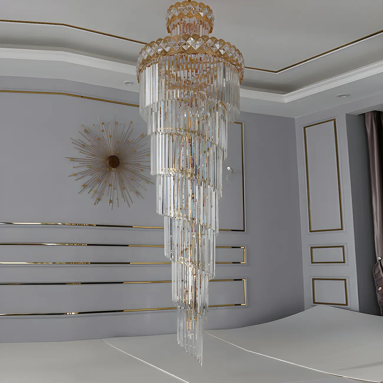 Luxurious Spiral Tiered LED Crystal Chandelier