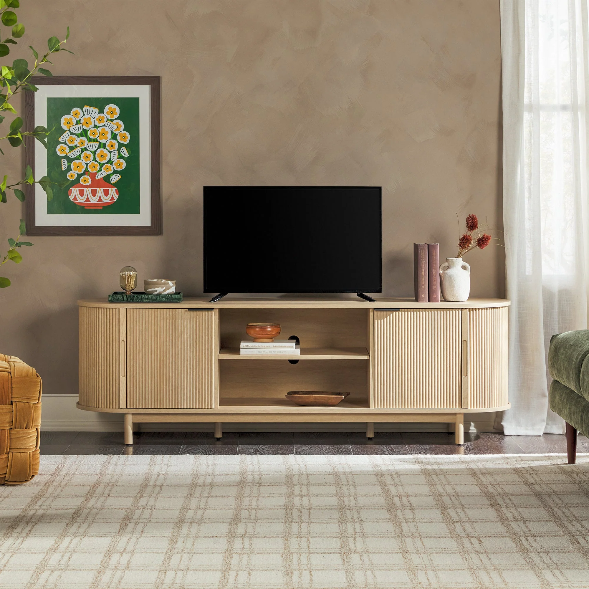 Chloe Modern Reeded TV Stand