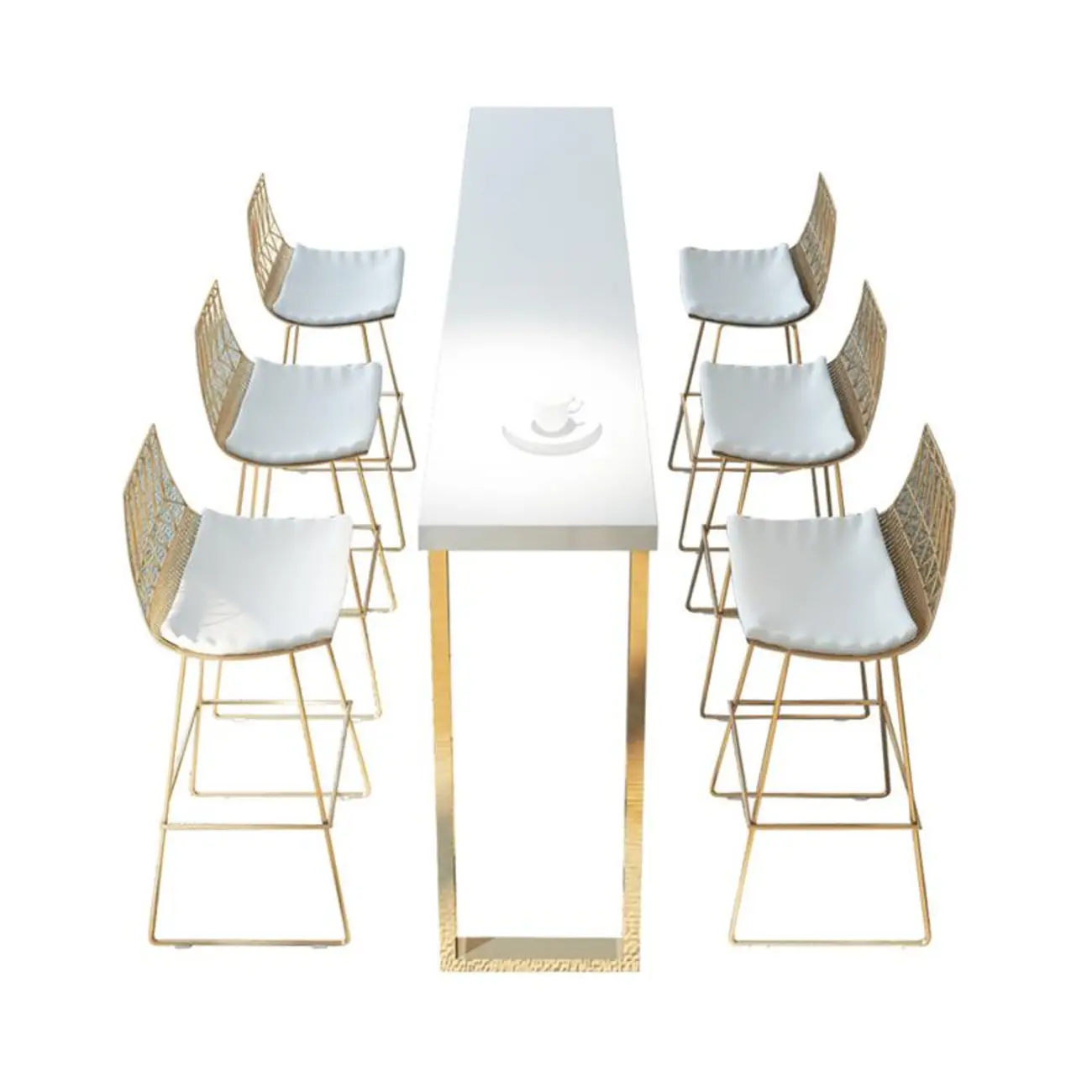 Lavish White Wood Gold Metal Sled Bar Tables