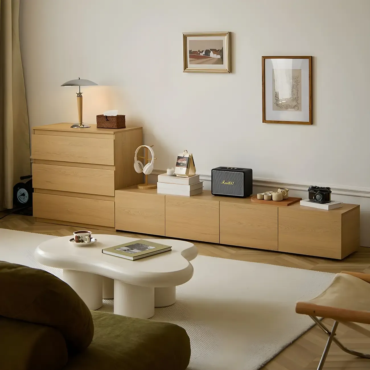 Nordic Brown Wood Cable Management TV Stand