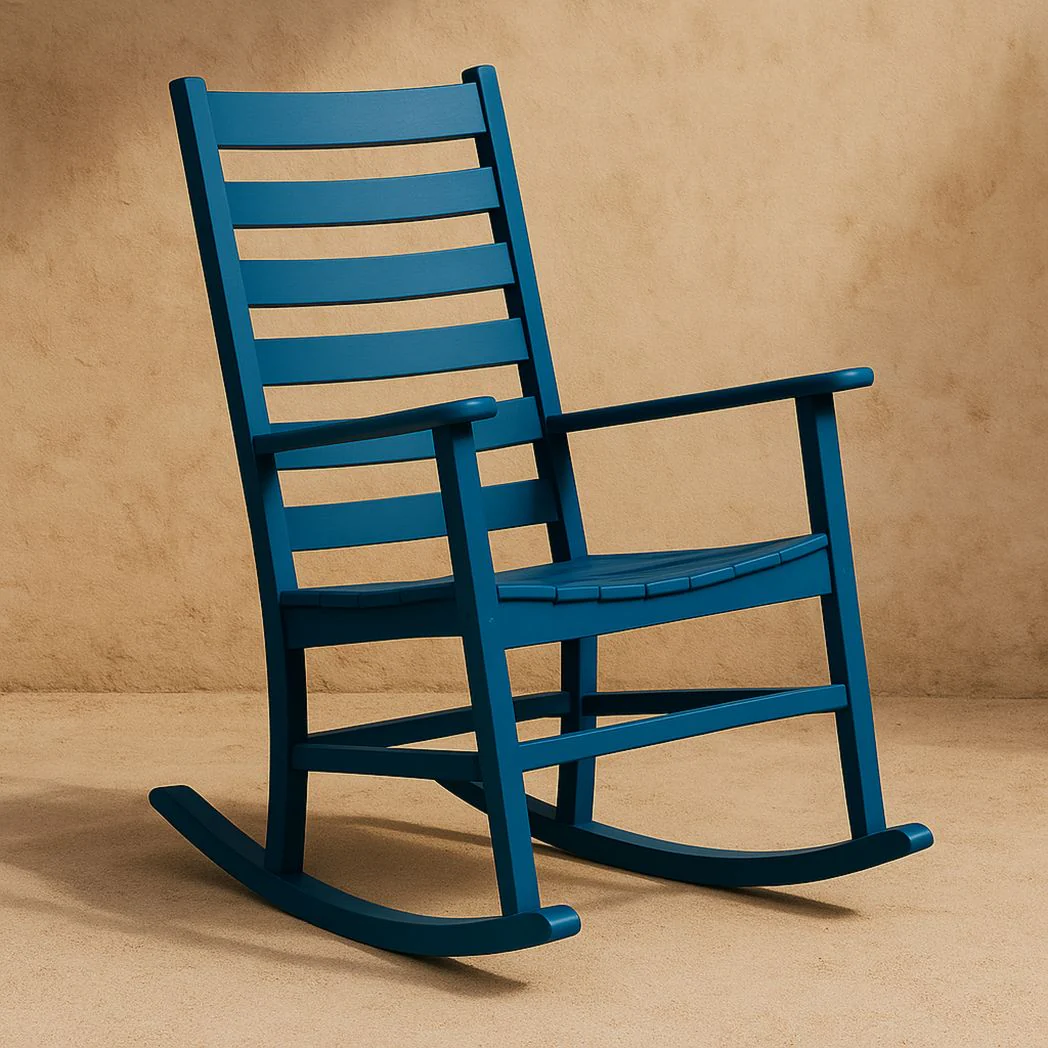 Chaise à bascule en bois de pin bleu 90x68x104 cm