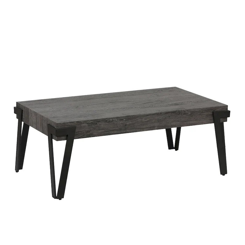 43-inch Industrial Wood and Metal Coffee Table - 17 H x 43.38 W x 24.5 D