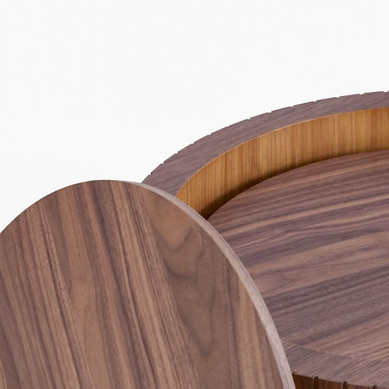 Modern Stylish Two Piece Barrel Nested Coffee Table Set with Removable Table Top