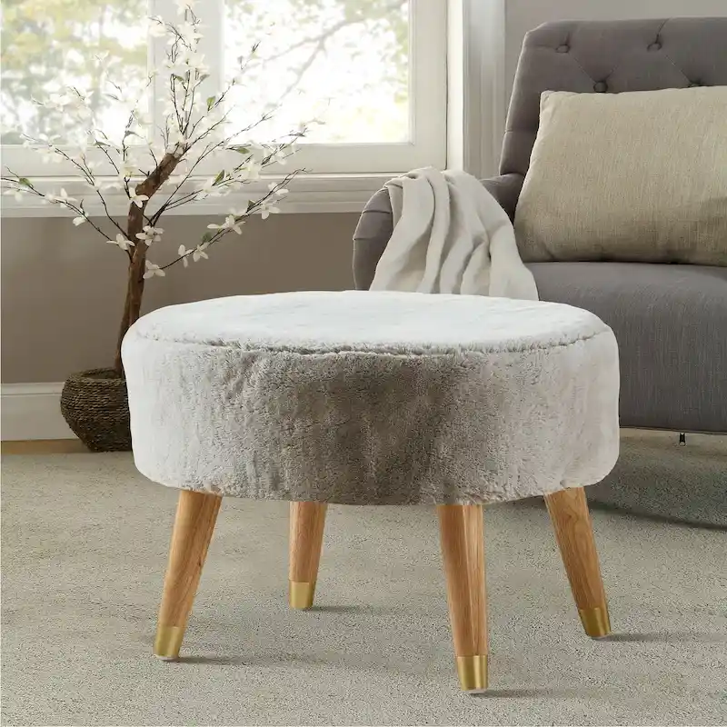 Serenta Heavy FauxFur Oval Ottoman