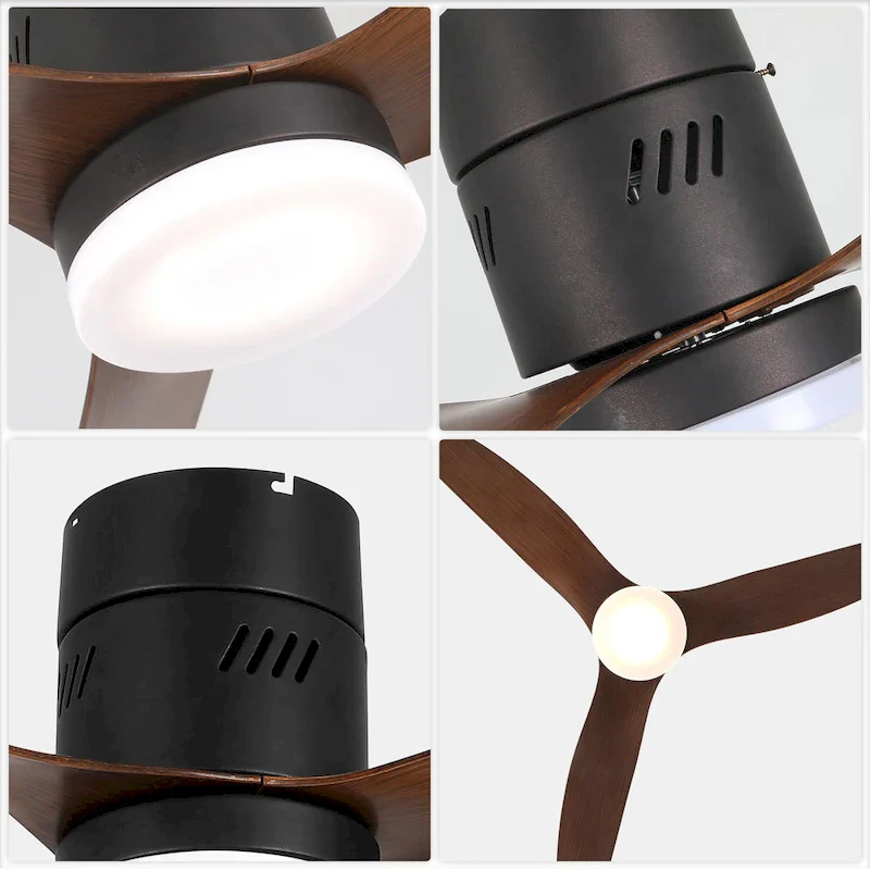 Bella Depot 46  Flush Mount Ceiling Fan with LED Light and Remote 6-Speed Reversible Fan