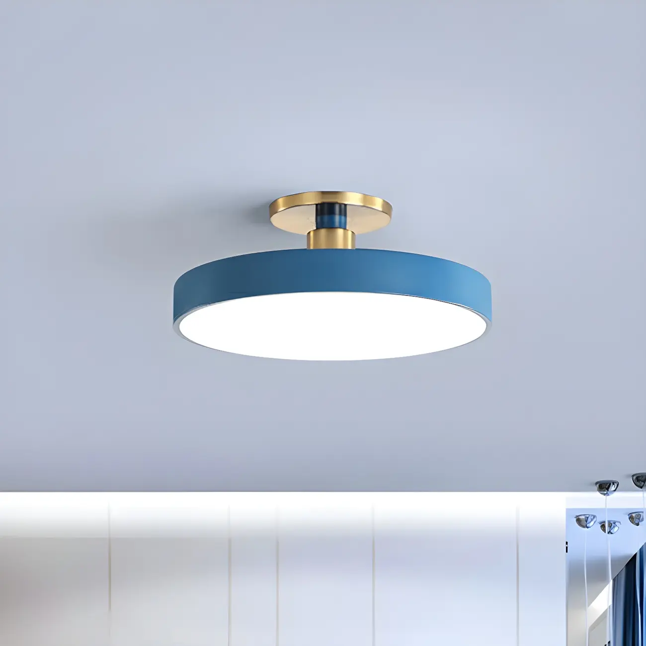 Blue Round LED Semi Flush Mount Ceiling Light
