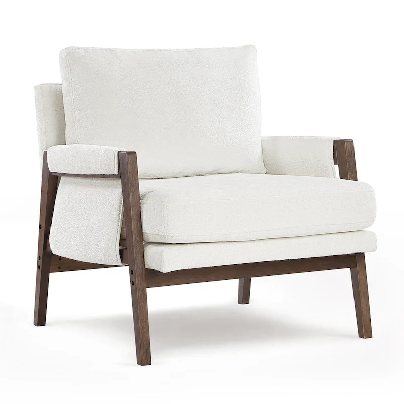 Mid-Century Modern 30 W Chenille Upholstered Accent Leisure Armchair