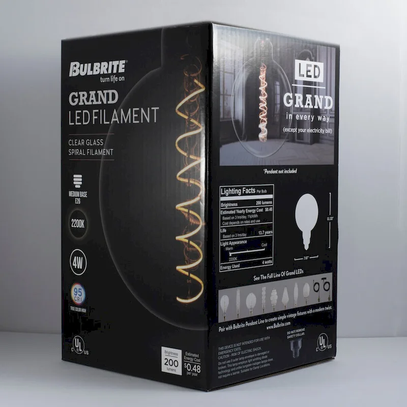 Bulbrite 4 Watt Grand Filaments Medium Dimmable (E26) LED Bulb - 200 Lumens, 2200K, and 95 CRI