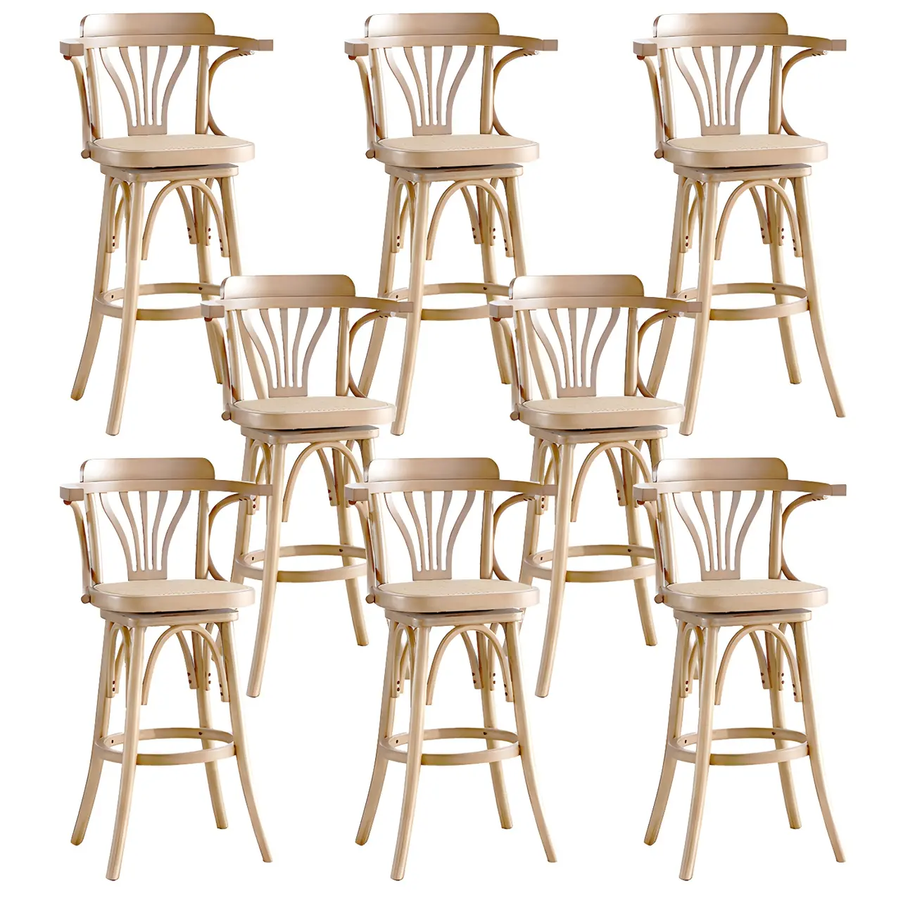 Timeless Square Rattan Wood Low Back Bar Stool in Brown/ Black
