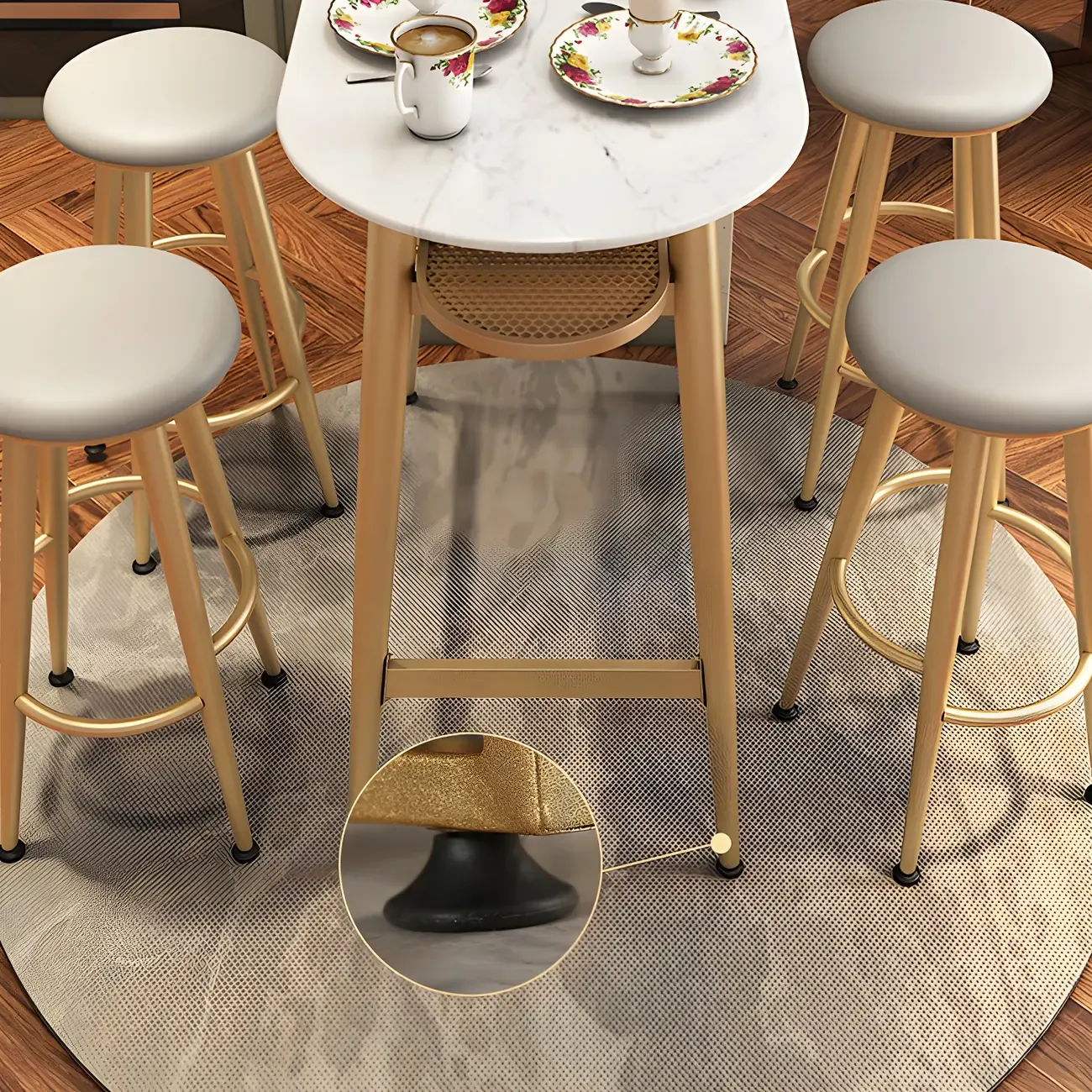 Glam Stone Gold Metal Bar Height Table