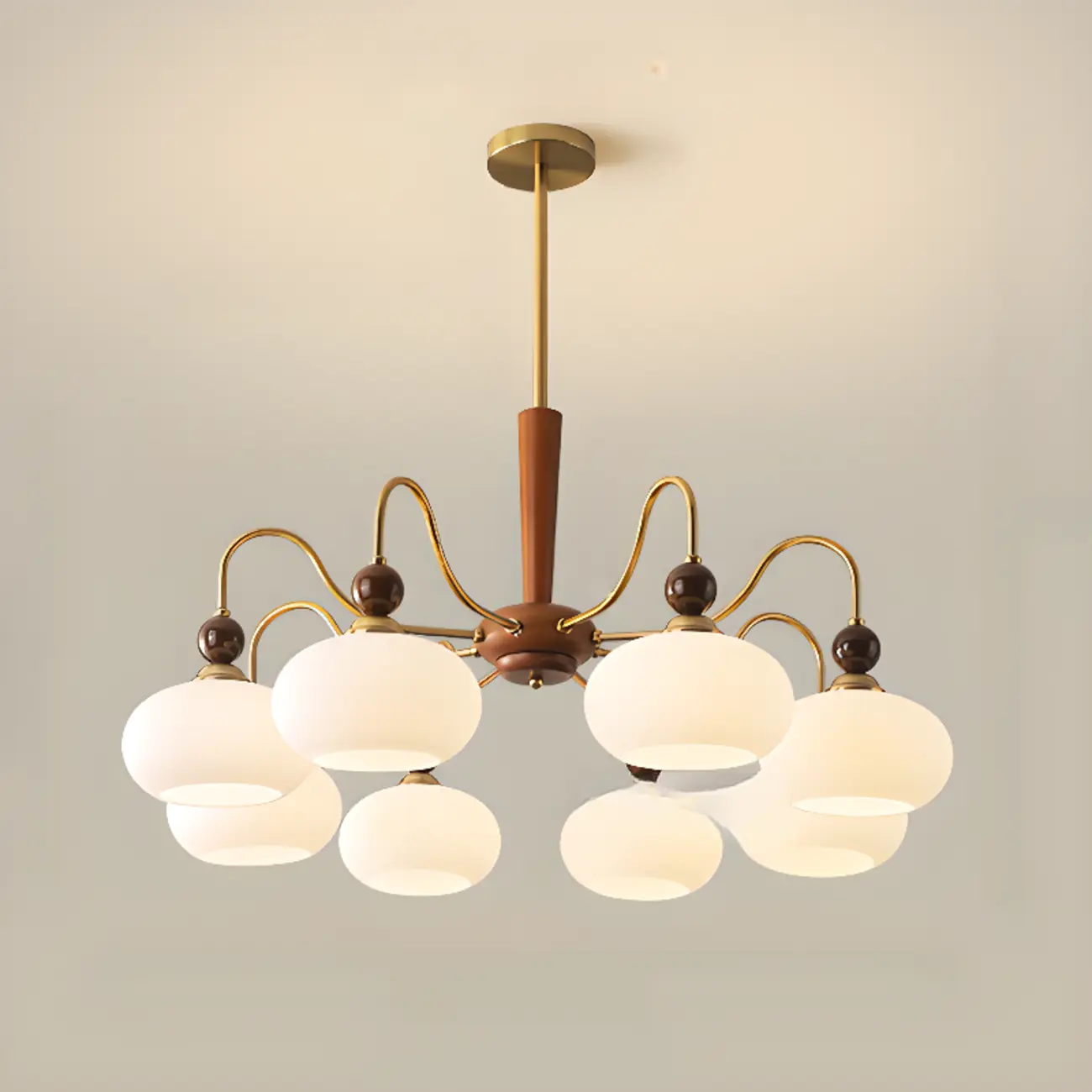 Modern Multi-Light Glass Globe Chandelier with White Shade