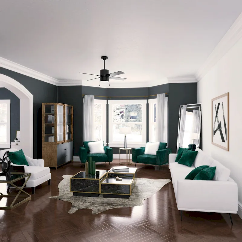 Hunter 52  Beck Ceiling Fan with LED Light Kit and Pull Chain - Transitional, Modern, Industrial, Farmhouse