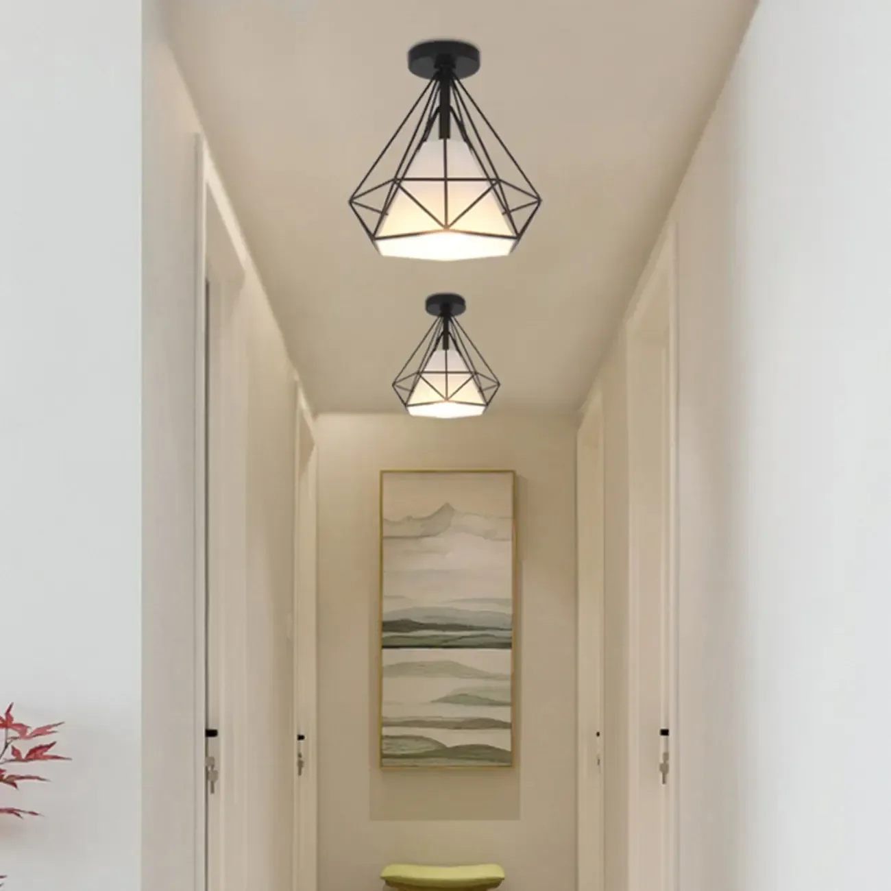 10.5 Mini Fabric Semi Flush LED Ceiling Light for Hallway