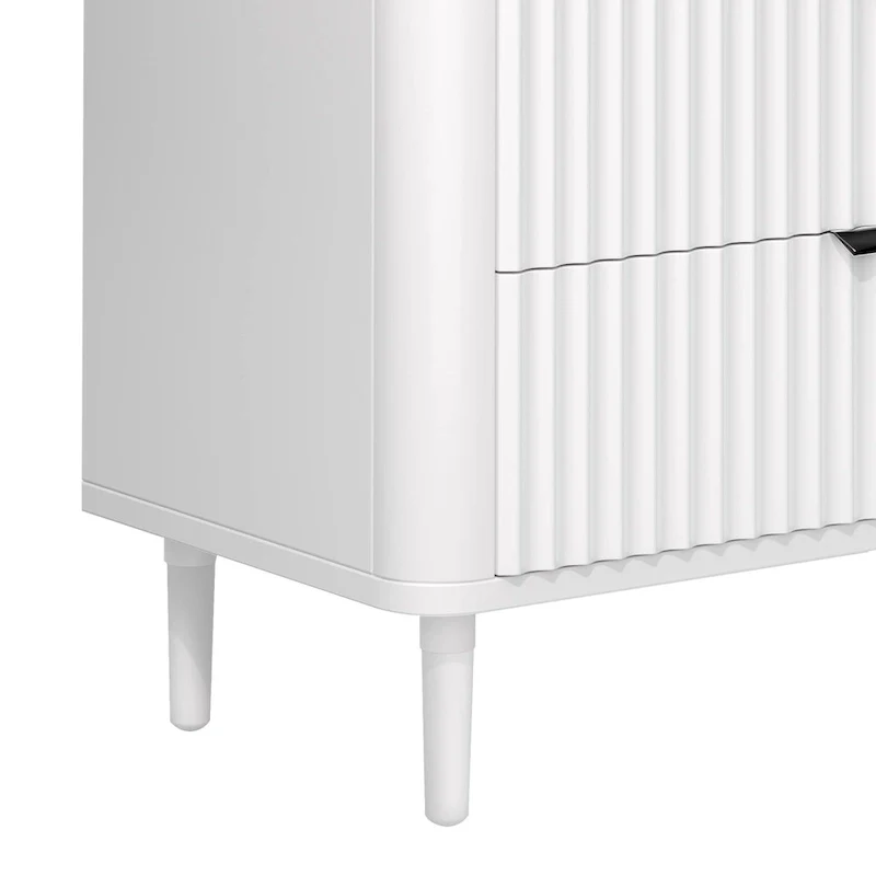 Moasis Modern Fluted 3-Drawer Dresser Chest of Drawers Natural Oak