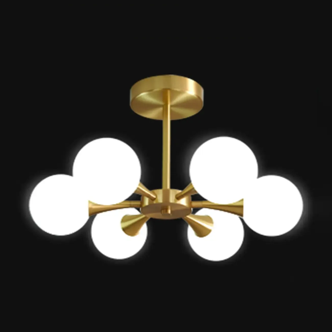 Modern Gold Glass Ball Semi Flush Mount Ceiling Light