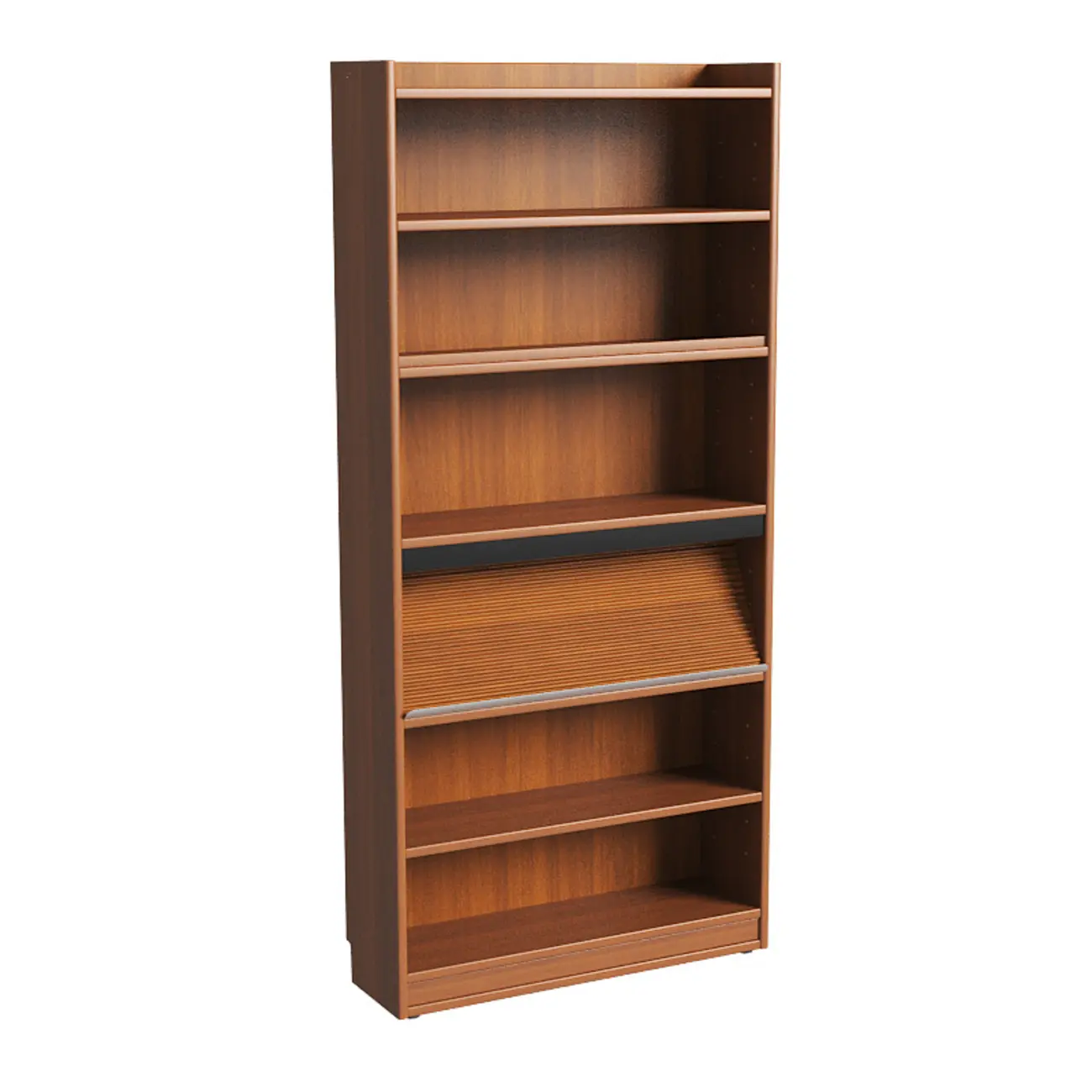 Tall Scandinavian Vertical Walnut Closed Back Wood Bookcase
