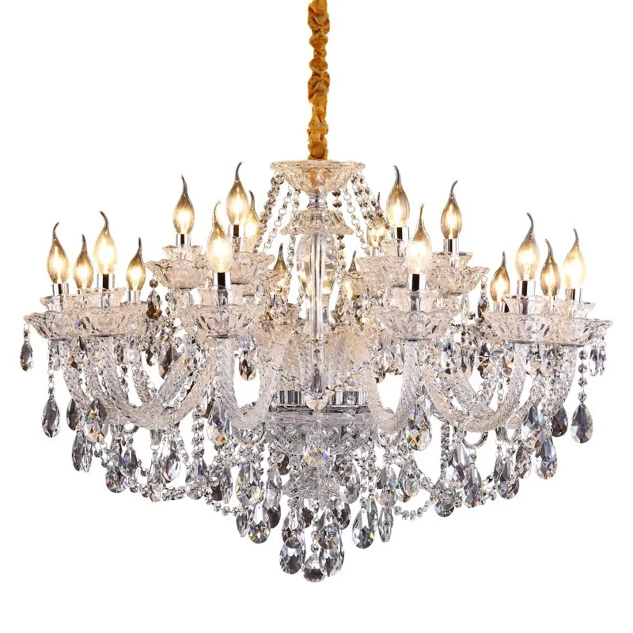 Sophisticated Clear Candelabra Shadeless Crystal Chandelier