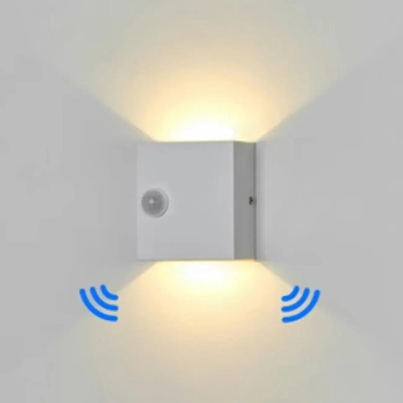 Square Modern Black Metal LED Wall Sconce for Hallway 2-Light