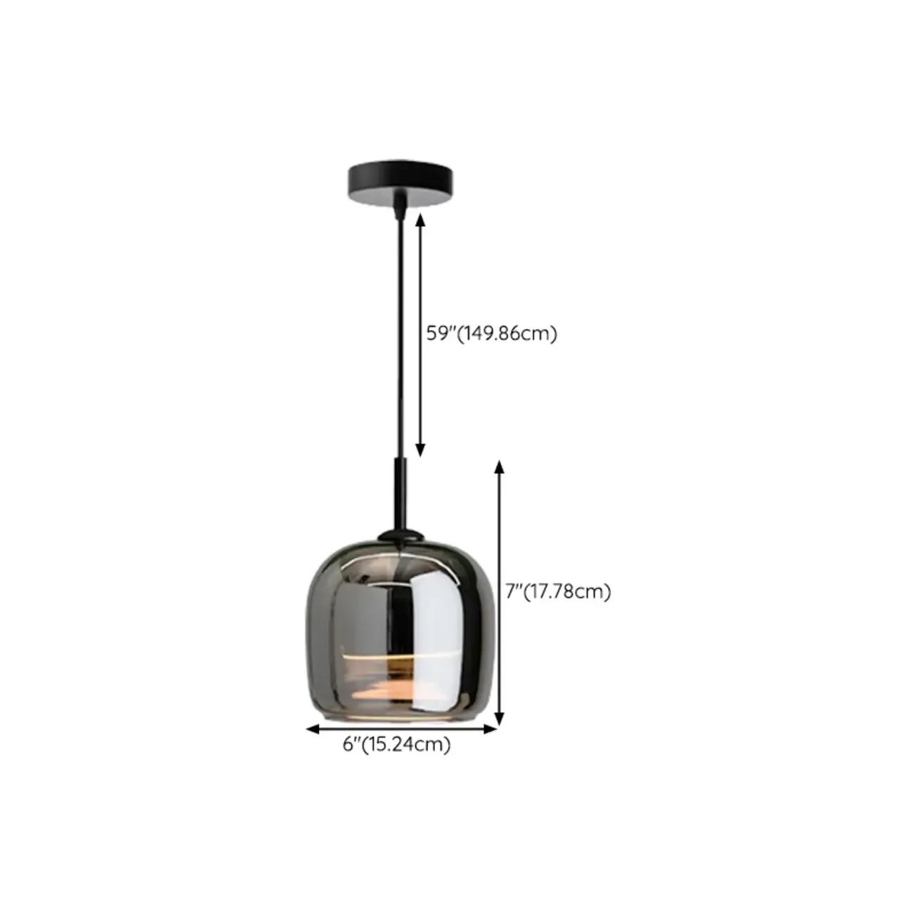 Modern 3 Light Black Glass Jar Pendant Light