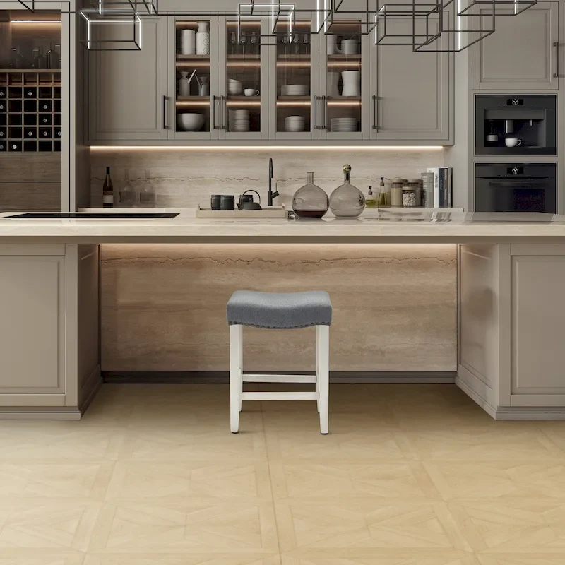 Jameson Upholstered Polyester Antique White 24 Inch Counter Stool