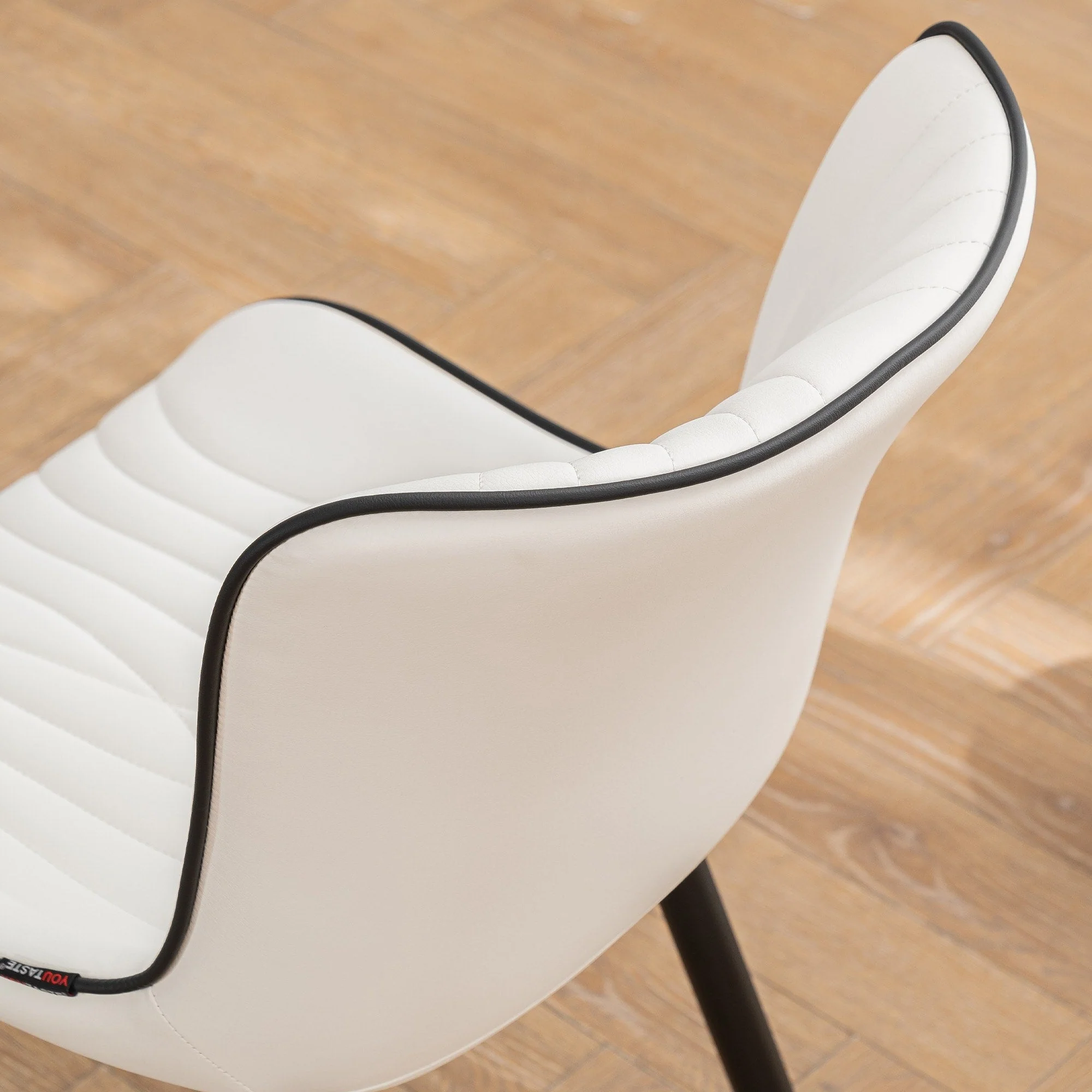 Modern Upholstered Leather Armless Dining Chairs Set of 2