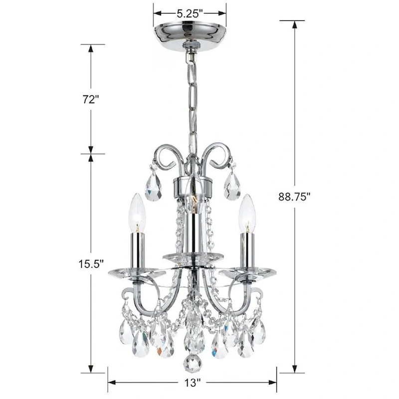 Crystorama Lighting Group Othello 3 Light 13  Wide Chandelier with