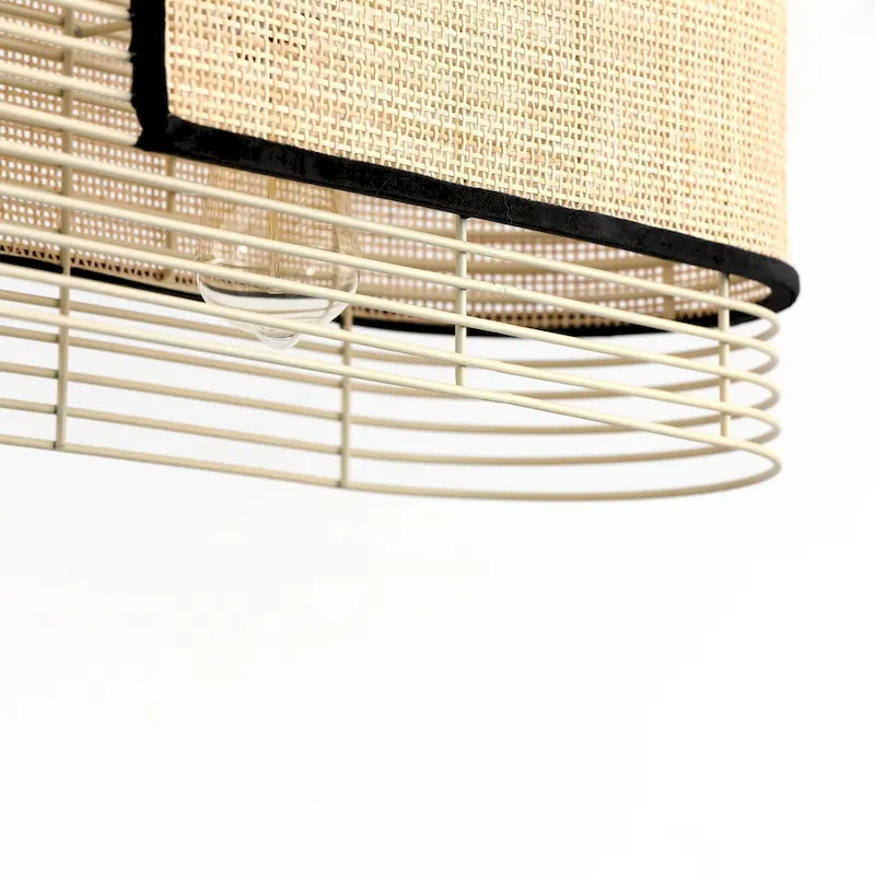 VidaLite Mazal - 3 Light Pendant - Modern Bohemian Style with Curved Wicker, E26 Bulb and Dimmable, UL