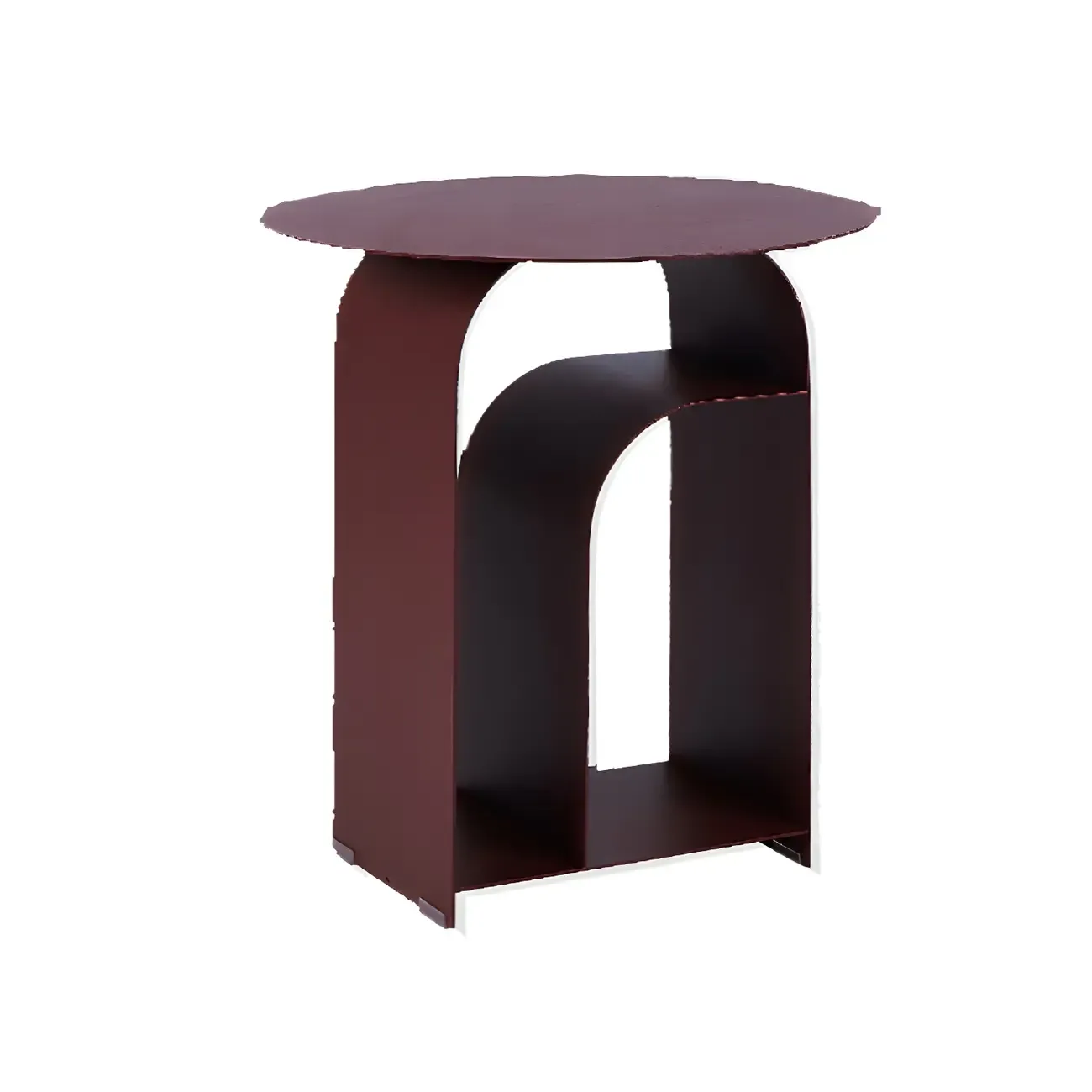 Industrial Narrow White Metal Bedside Table with Round Top