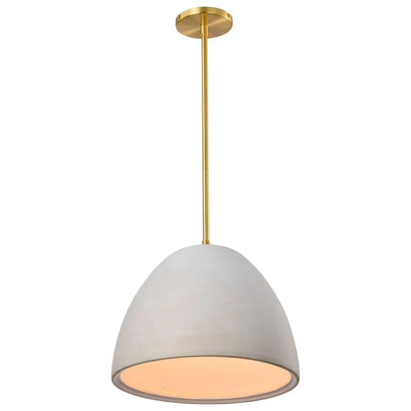 Collins 14 Inch Pendant with White Ceramic - Brushed Brass
