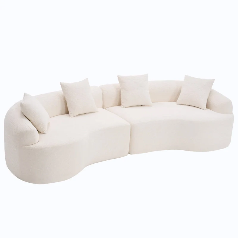 Luxury Chenille Fabric Sofa,4 Seater Modular Curved Sectional Couch