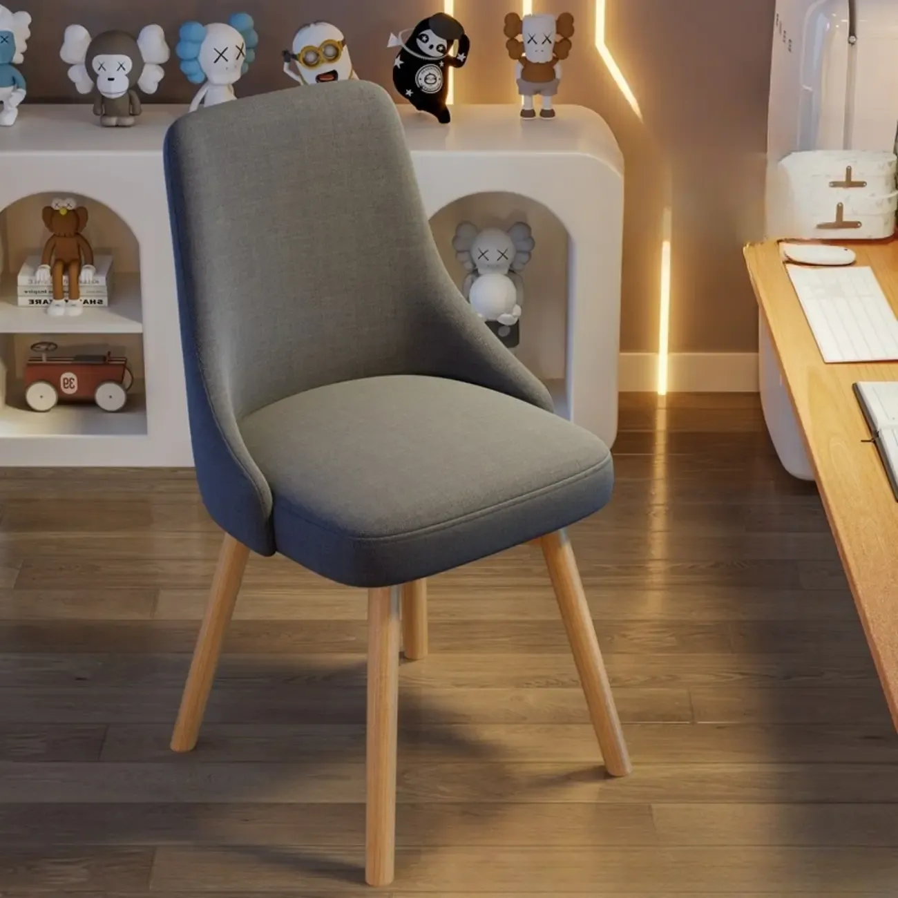 White Fabric Upholstered Solid Back Dining Chair