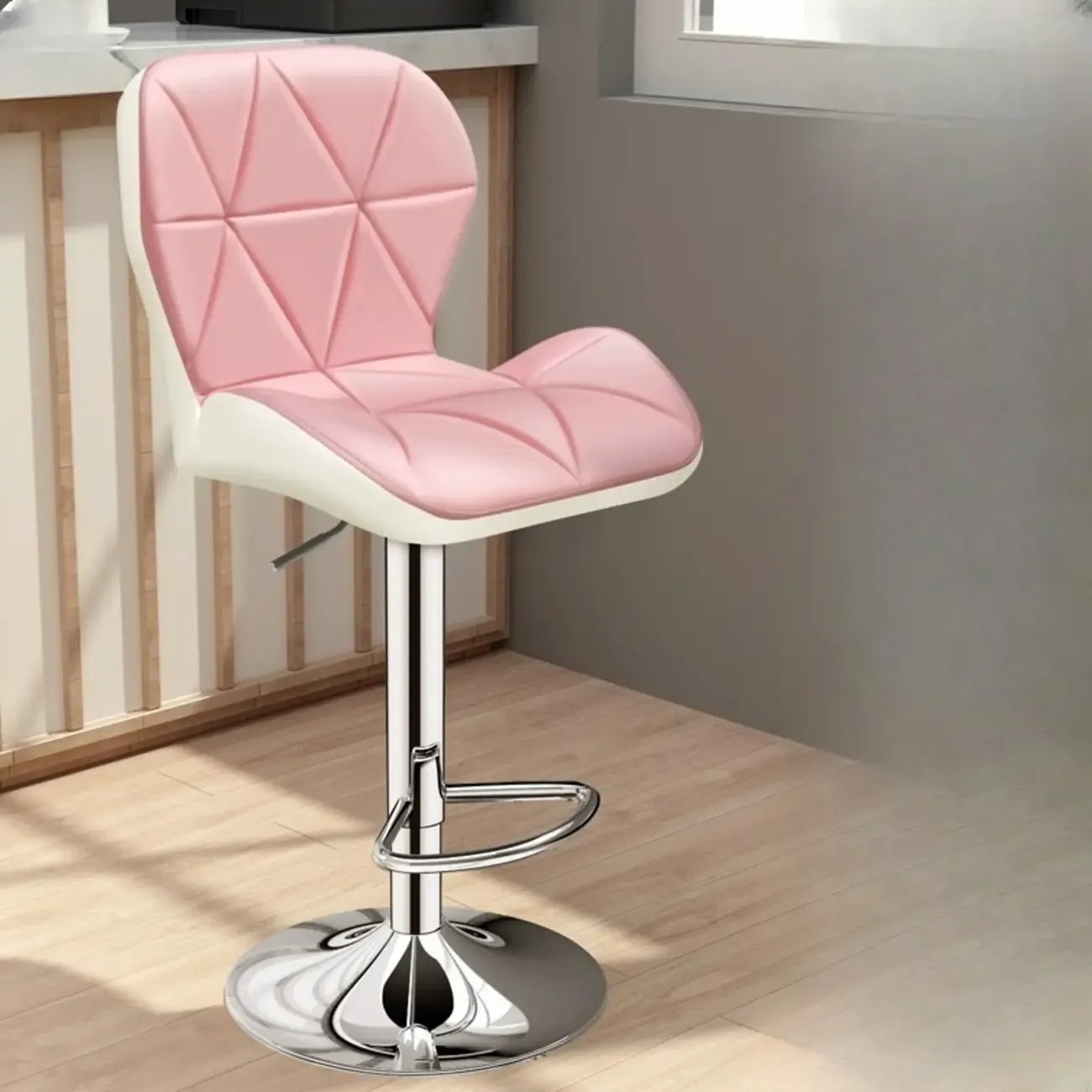 Square Adjustable Swivel Leather Bar Stools with Back