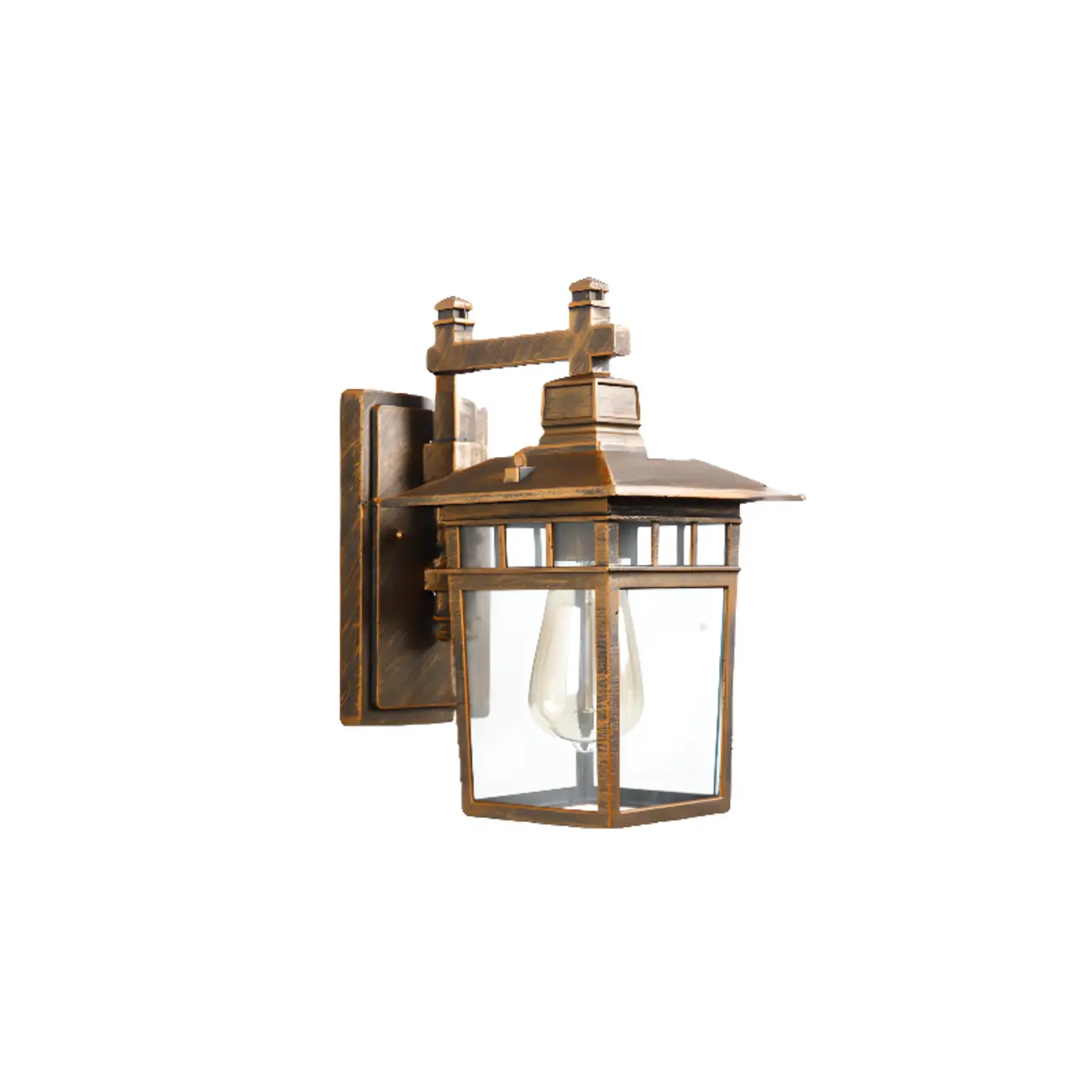 Vintage Bronze and Black Solar Lantern Outdoor Wall Sconce