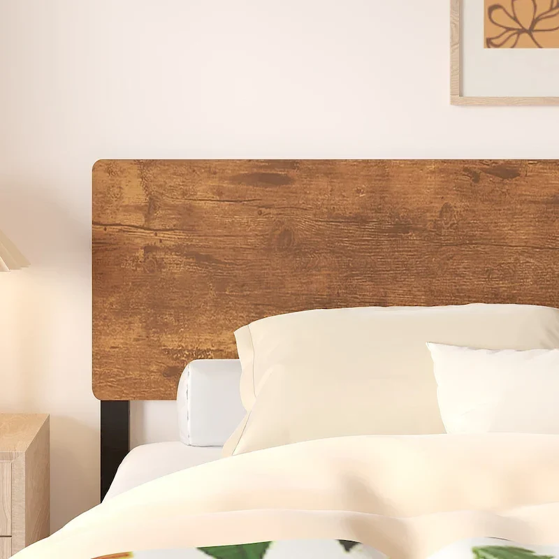 Javlergo Elegant Iron Queen Bed Frame with MDF Headboard & Footboard - Modern Industrial Style