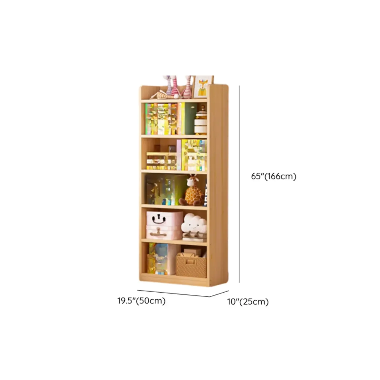 Solid Wood 5-Tier Display Open Shelving Unit Bookcase