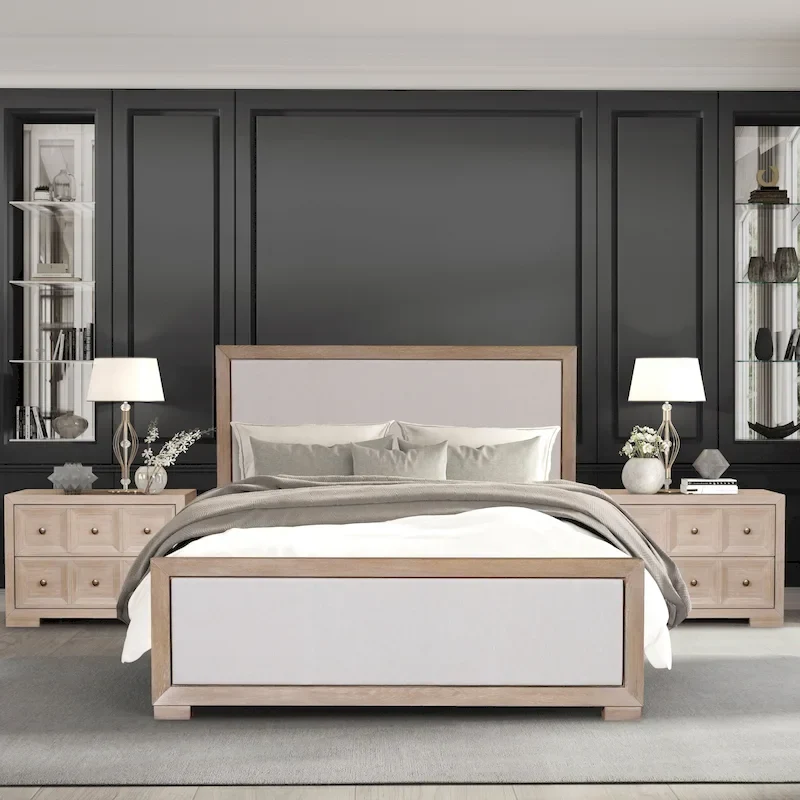 Furniture of America Durem II Modern Classic Solid Wood Fabric Panel Bed