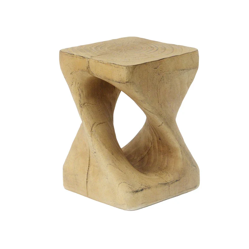 MGO Twist Shape Side Table, Wood-like Texture