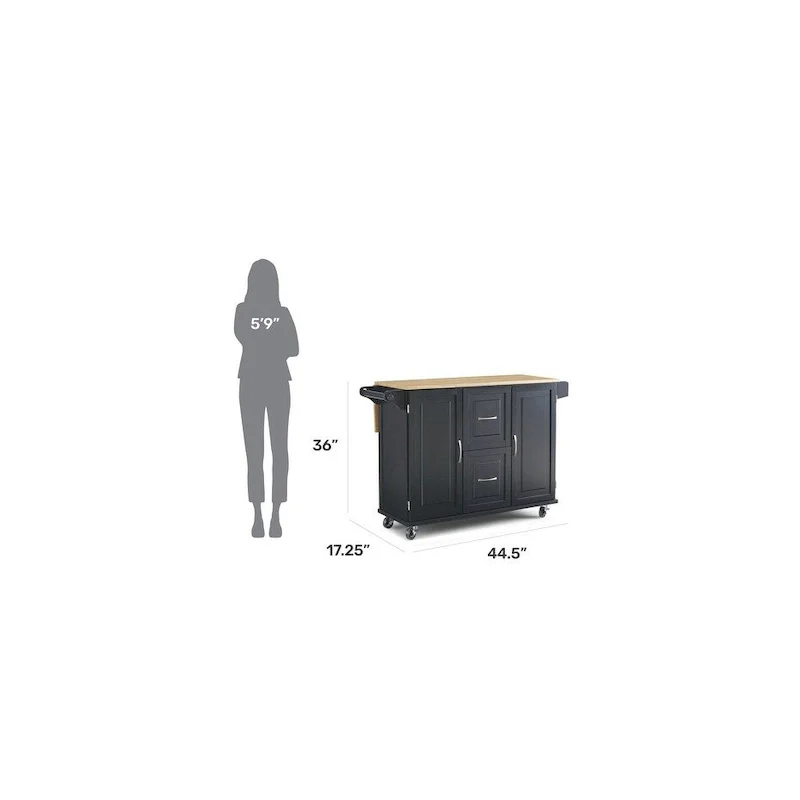 Homestyles Dolly Madison Black Wood Kitchen Cart - N/A